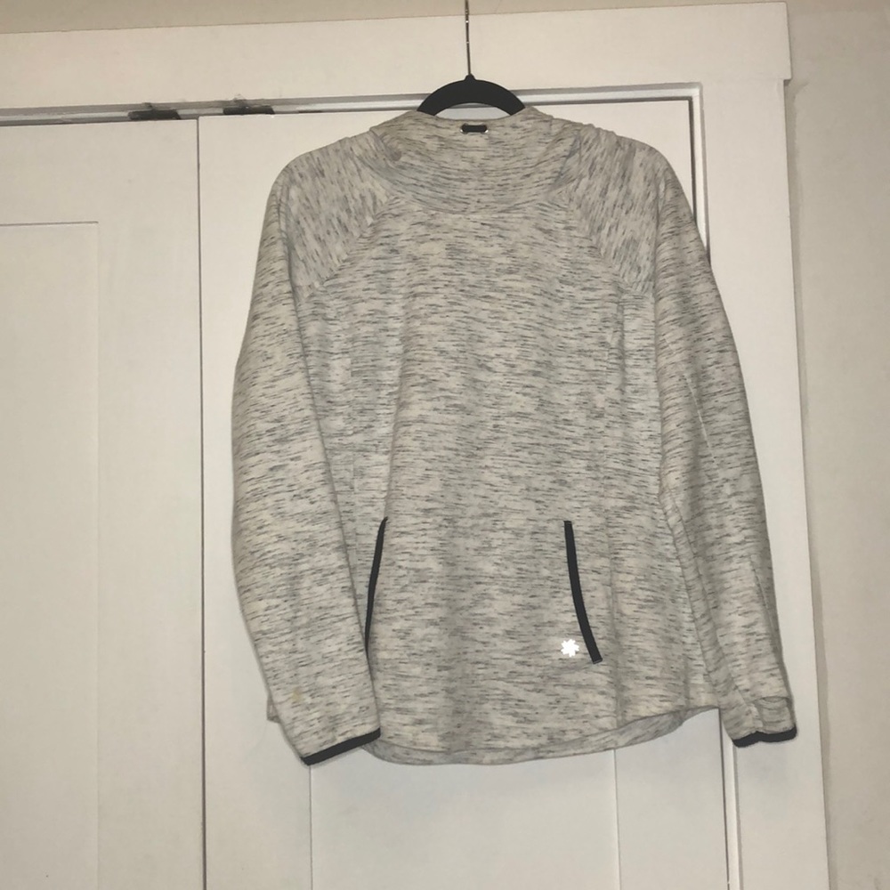 White, black, and gray hoodie